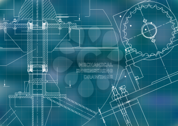 Engineering backgrounds. Technical. Mechanical engineering drawings. Blueprints. Blue. Grid