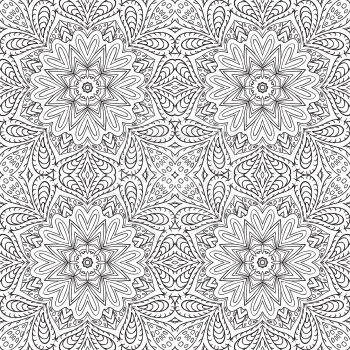 Seamless pattern doodle Coloring ornament. Ethnic motives. Zentangl