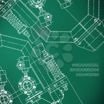 Mechanical engineering the drawing. Technical illustrations. The drawing for technical design. Cover. Light green
