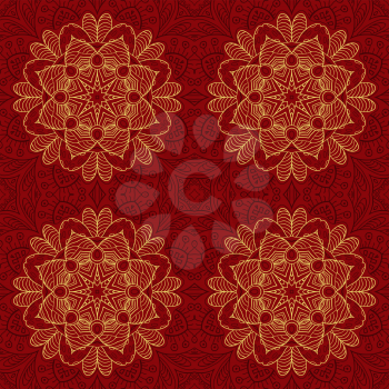 Seamless pattern doodle ornament. Ethnic Zentangl. Red