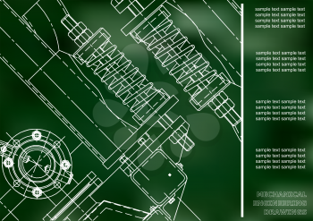 Mechanical engineering drawings. Cover, Label, Background for inscription. Corporate Identity. Green