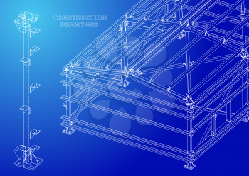 Metal constructions. Volumetric constructions. 3D design. Abstract Cover, banner