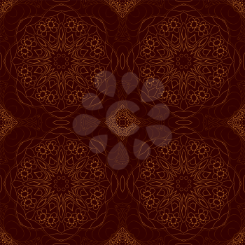 Seamless coloring Mandala pattern. Seamless ornament for your creativity. Brown