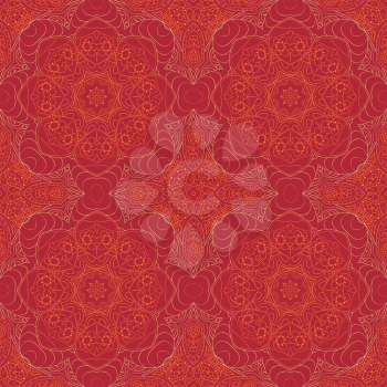 Seamless Mandala. Zentangl. Seamless ornament for creativity. Oriental motifs. Relax, meditation. Flower. Orange
