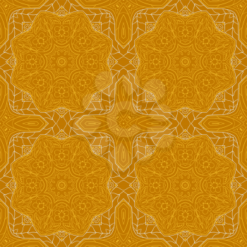 Seamless Mandala. Zentangl. Seamless ornament for creativity. Oriental yellow motifs. Relax, meditation