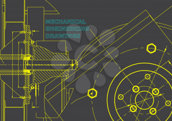 Technical illustration. Mechanical engineering. Background. Gray
