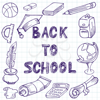 Back to school. Drawing with a pen. Doodle image. Hand drawing