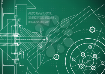 Technical illustration. Mechanical engineering. Background. Light green background. Points