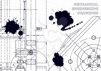 Mechanical instrument making. Technical abstract backgrounds. Technical. Black Ink. Blots
