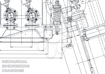 Sketch. Vector engineering illustration. Computer aided design systems. Instrument-making drawings. Mechanical engineering drawing. Technical illustrations, backgrounds. Blueprint, outline