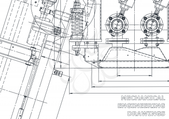 Sketch. Vector engineering illustration. Computer aided design systems. Instrument-making drawings. Mechanical engineering drawing. Technical illustrations, backgrounds. Blueprint, outline plan