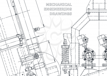 Vector engineering drawings. Mechanical instrument making. Technical abstract backgrounds. Technical illustration. Blueprint, cover banner