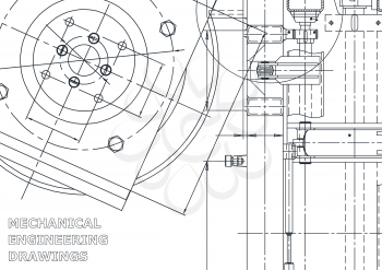 Vector engineering illustration. Computer aided design systems. Instrument-making drawings. Mechanical engineering drawing. Technical