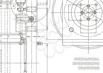 Vector engineering illustration. Computer aided design systems. Instrument-making drawings. Mechanical engineering drawing. Technical illustrations, backgrounds