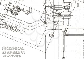 Vector engineering illustration. Computer aided design systems. Instrument-making drawings. Mechanical engineering drawing