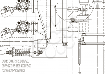 Vector engineering illustration. Mechanical engineering. Instrument-making. Computer aided design system