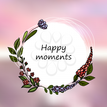 Happy moments. Wildflowers. Greeting card, banner, flyer