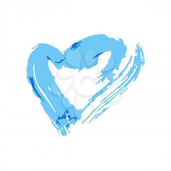 Hand drawing paint, brush drawing. Isolated on a white background. Doodle grunge style icon. Outline, line icon, cartoon illustration. Heart, love icon
