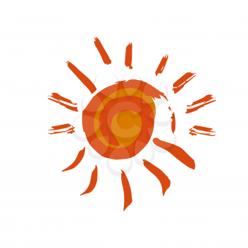 Sun icon. Hand drawing paint, brush drawing. Isolated. Doodle grunge style icon