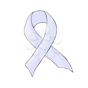 Vector icon in hand draw style. Image isolated on white background. Lavender ribbon. 