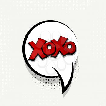 Lettering xoxo, kiss, love. Comics book balloon.  Bubble icon speech phrase. Cartoon exclusive font label tag expression. Comic text sound effects. Sounds vector illustration.