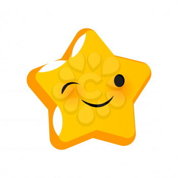 Emotional cute wink faces star smiles. Vector illustration smile icon. Face emoji yellow icon. Smile cute funny emotion face isolated background. Feelings, expression for message, sms.
