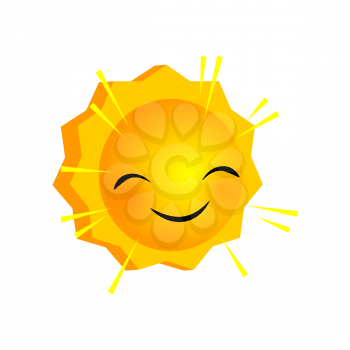 Vector illustration sunny smile icon. Face emoji yellow icon. Smile cute funny emotion face on isolated background. Happy feelings, expression for message, sms.