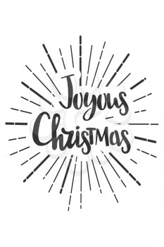Joyous Christmas wishes lettering in doodle style. Vector festive illustration. Christmas wish text lettering. Greeting card, banner, poster. Vector isolated illustration.
