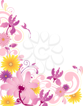 Colored floral background  with ornament and flowers 