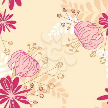 vector floral seamless pattern with lily flowers
