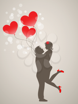 Valentine's Day greeting card  with young people in love