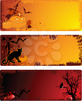 set of grunge vector Halloween banners