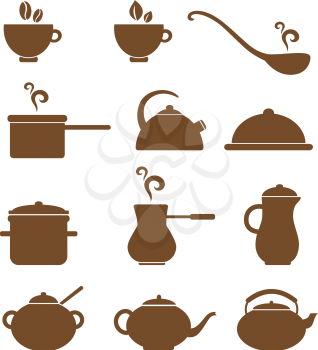 Set of vector various kitchen items icons
