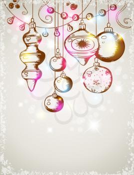 Christmas vector shining card with decorations