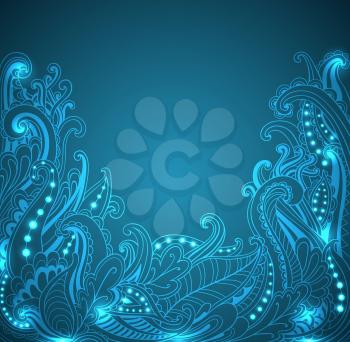 Abstract vector hand drawn blue background