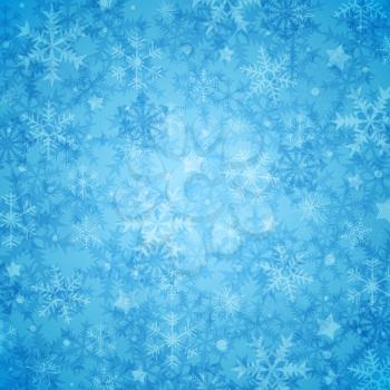 Blue abstract decorative Christmas background with snowflakes. Vector illustration.