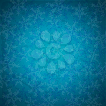 Blue abstract vector Christmas background with snowflakes in retro style