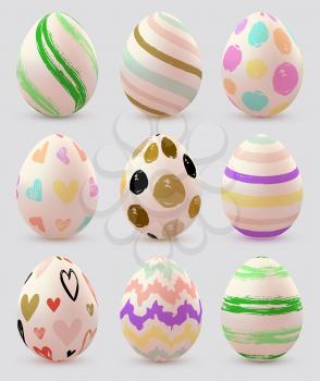 Set of decorative vector hand painted Easter eggs