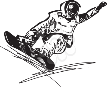 Sketch of Snowboarding colorful abstract illustration