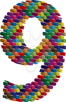 Colorful three-dimensional font number 9