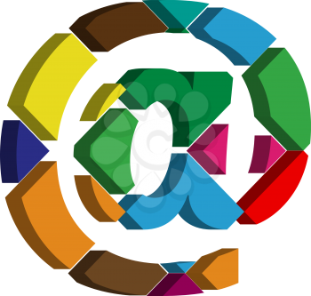 Colorful three-dimensional AT Symbol
