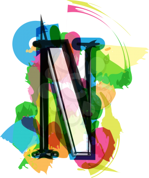 Artistic Font vector Illustration - Letter N