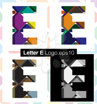 Colorful three-dimensional font letter E