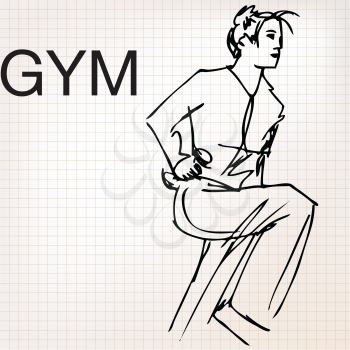 Illustration of Woman lifting dumbbells at the gym