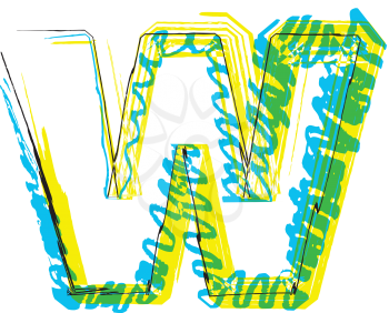 Hand draw font. LETTER W. Vector illustration