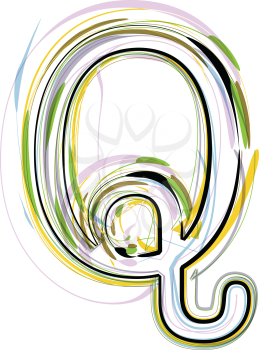 Organic Font illustration. Letter Q