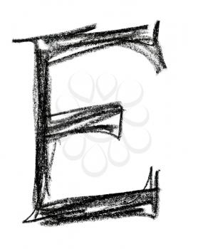 Handwritten sketch black Letter E on white background