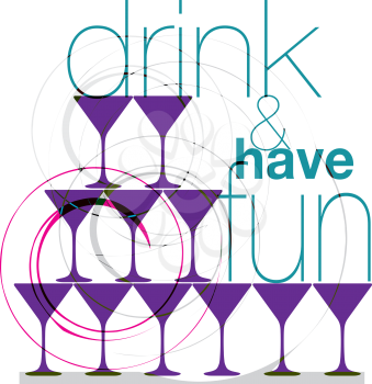 Drink & have fun. Vector illustration