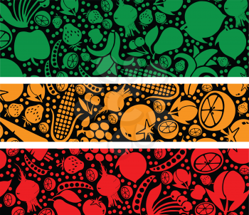 Fruits and vegetables pattern. Vector illustration