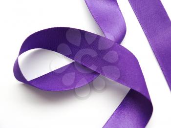 Purple ribbon over white background, design element. Clipping Path included